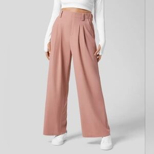 High Waisted Plicated Side Pocket Wide Leg Waffle Work Pants Size XS